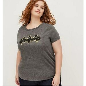 Torrid 3 Batman Logo Tee 22 24 3X Classic Fit Style Ringer Cotton Crewneck